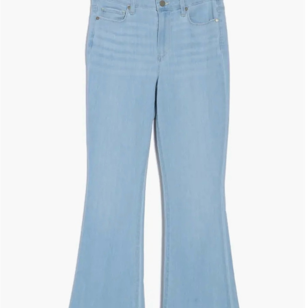 Paige Light Wash Low Rise Cotton Stretch Flare Jeans